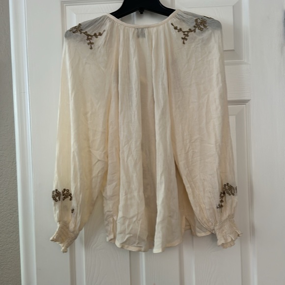 ELIE TAHARI EMBROIDERED PEASANT TOP Sz L - Picture 8 of 10